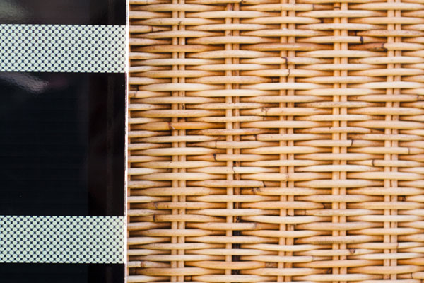 Detail of PV panels close to wicker (vimini) surface