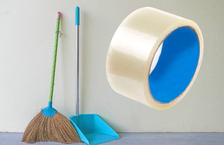 Scopa e paletta con lo scotch 