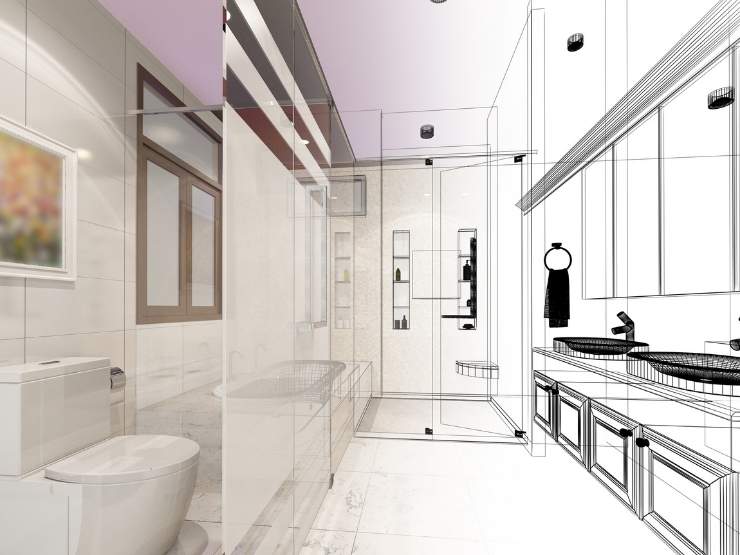 disegno progetto di un bagno