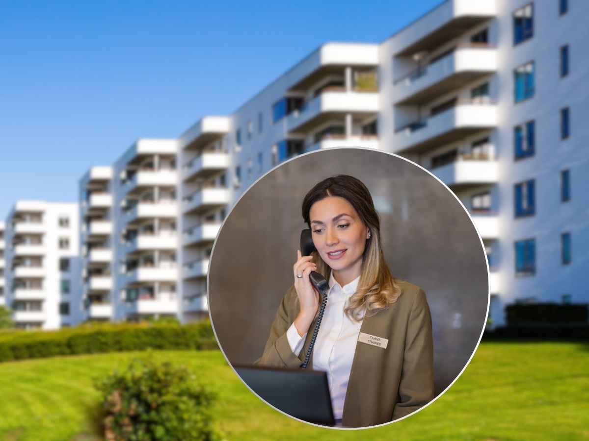 condominio sullo sfondo primo piano portineria