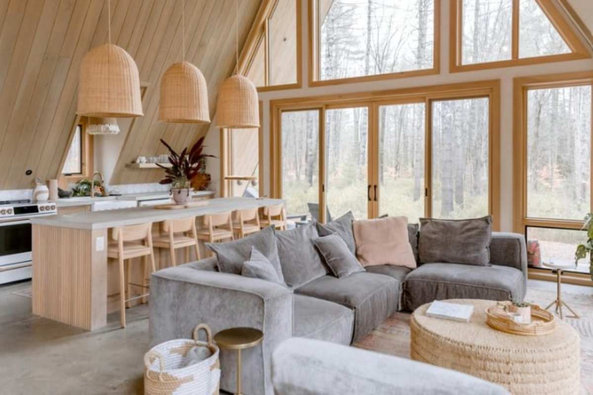 casa green con una pianta di Sansevieria sul tavolo