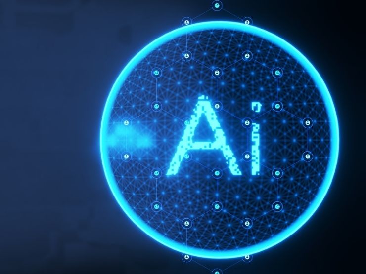 scritta AI su sfondo blu