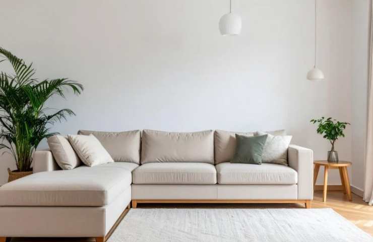 Divano con piedini alti