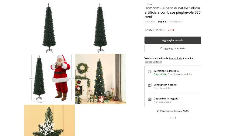 Pagina acquisto albero di Natale sul sito di Maison du Monde