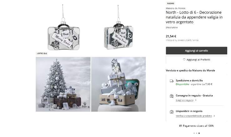 Lotto 6 decorazioni natalizie 2025 di Maison du Monde