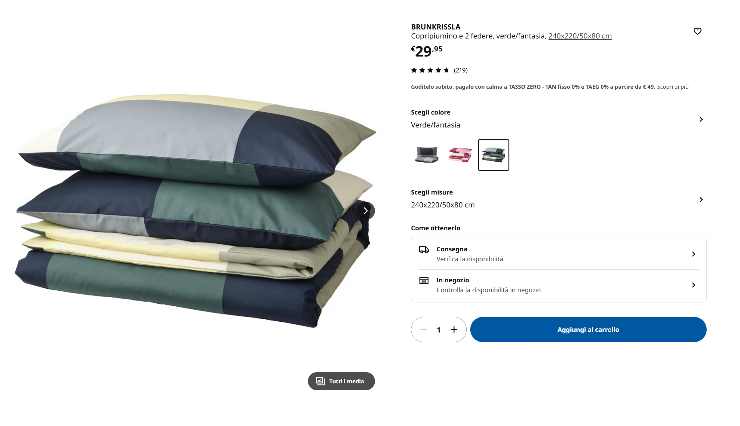 Set di lenzuola da letto di Ikea a prezzo scontato