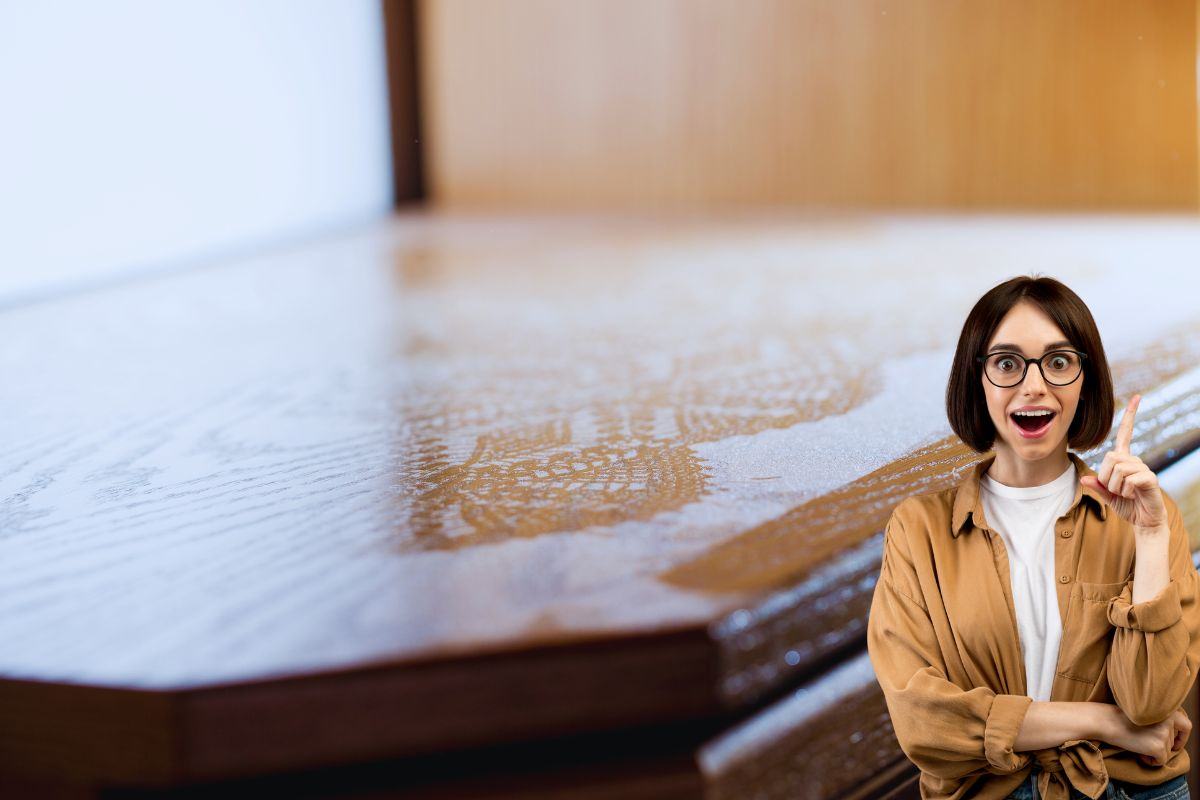 Donna stupita e mobile impolverato