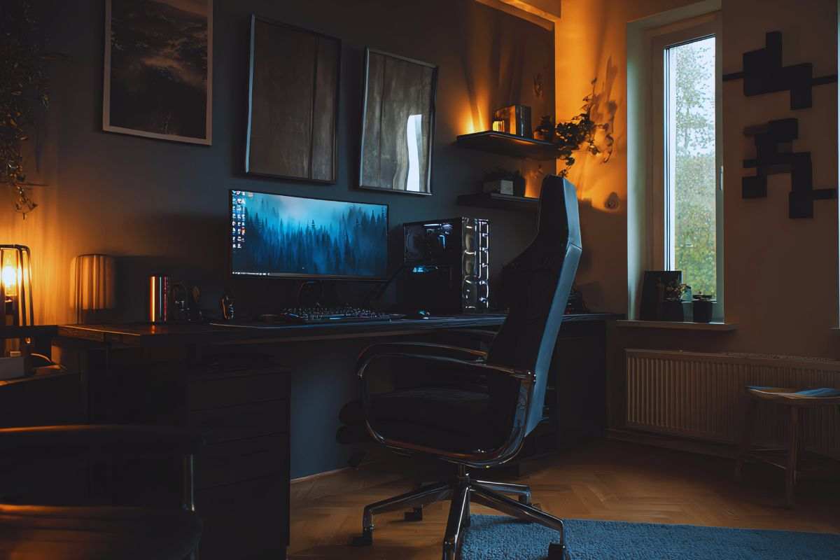 Studio in casa illuminato durante il giorno