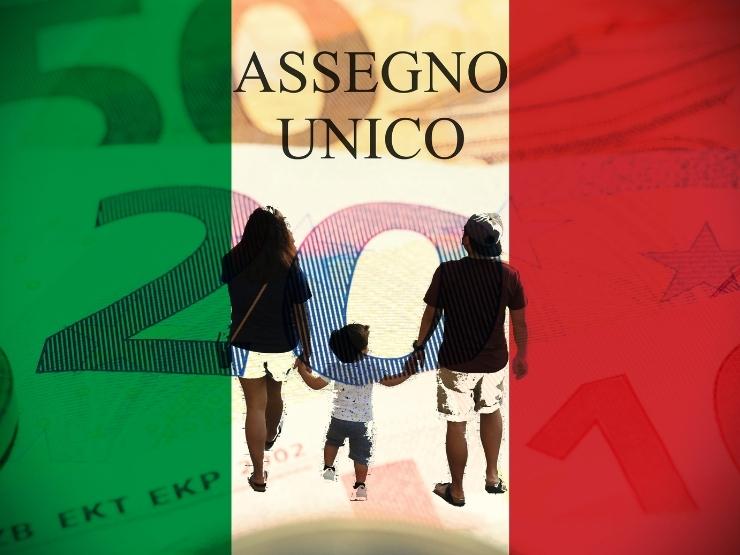 sfondo assegno unico , famiglia in primo piano