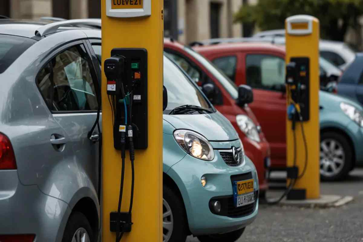 macchina attaccata alla colonnina